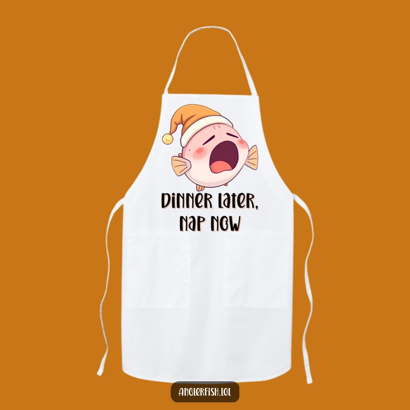 Funny Anglerfish Nightcap Apron: Cute Yawning Chef Design for Kitchen Fun