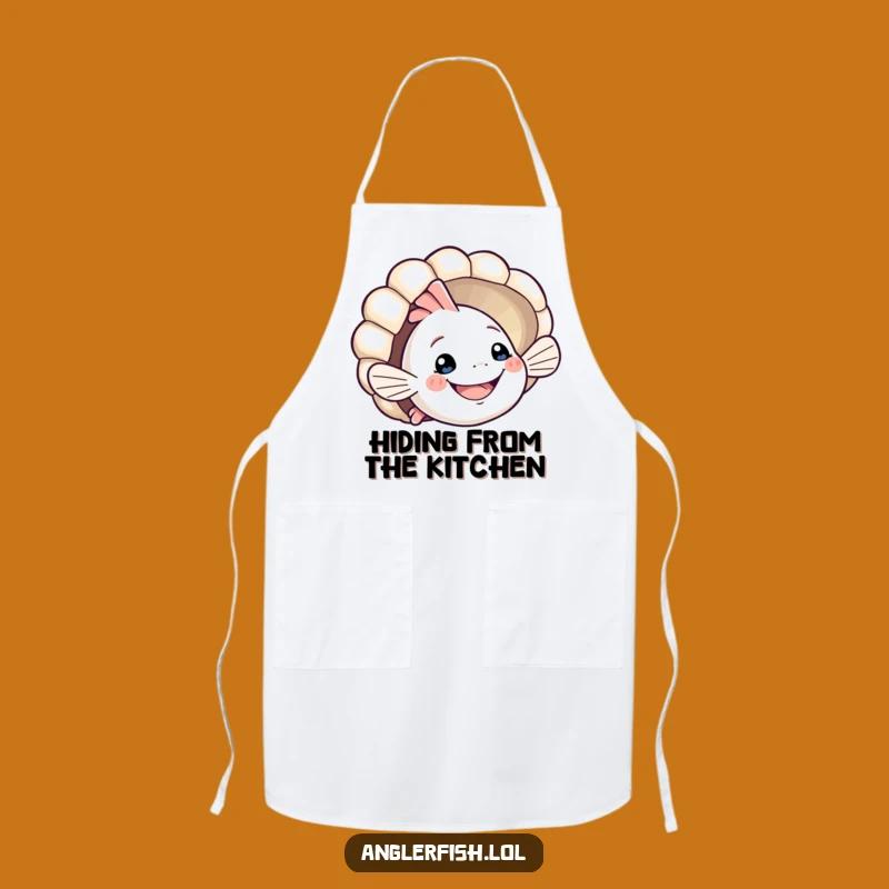 Funny Anglerfish Apron: Playful Seashell Peek – Kitchen Fun & Great Funny Gift