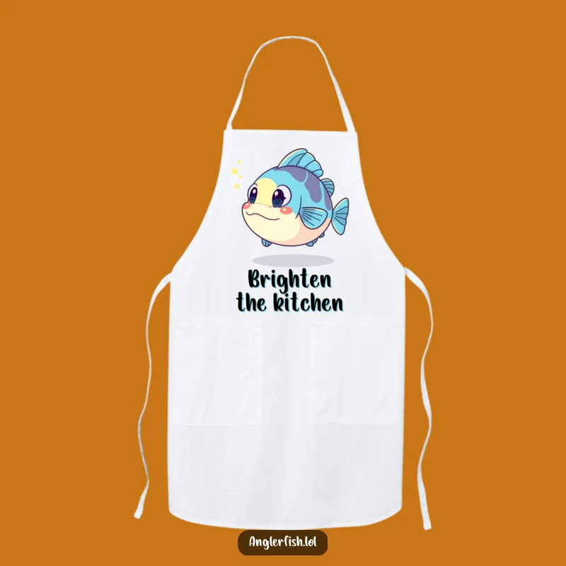 Funny Kawaii Anglerfish Apron: Surprised by Reflection, Kitchen Funny Gift