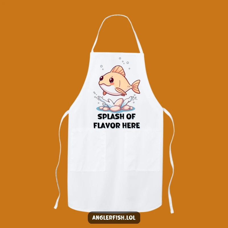 Funny Kawaii Anglerfish Kitchen Apron: Cute Splash Chef Gift