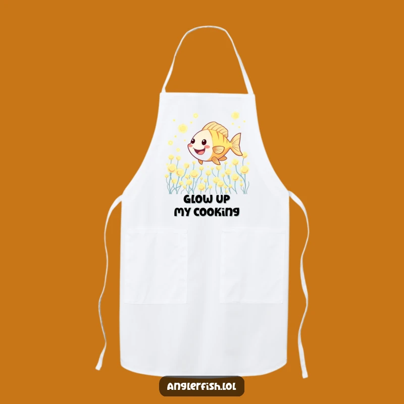Funny Kawaii Anglerfish Plankton Swim Apron, Kitchen Ocean Humor Gift