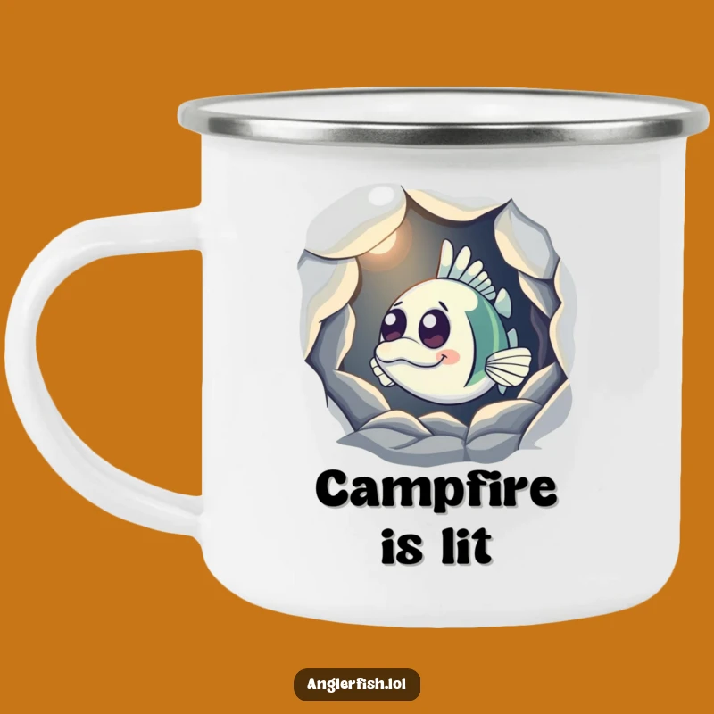 Funny Anglerfish Cave Camping Mug: Curious Light Design for Outdoor Mystery