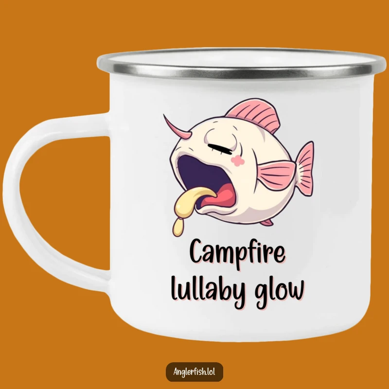 Funny Sleepy Anglerfish Camping Mug: Gentle Glow Outdoor Drinkware
