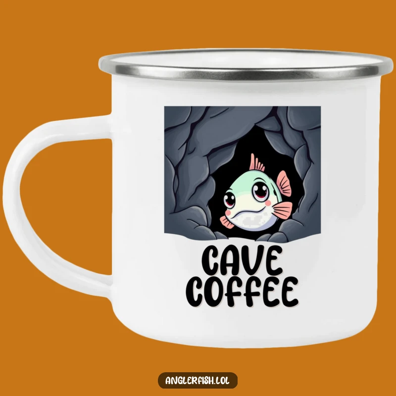 Funny Anglerfish Cave Peek Camping Mug: Rugged Deep Sea Creature Cup - Perfect Funny Gift