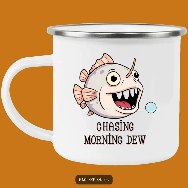 Funny Anglerfish Camping Mug: Bubble Chase Fun, Joyful Adventures