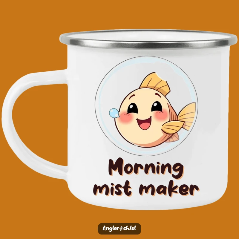 Funny Anglerfish Bubble Camping Mug: Happy Design for Outdoor Fun