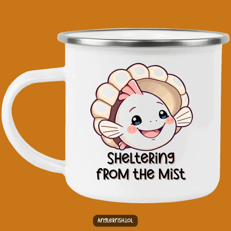 Funny Anglerfish Camping Mug: Playful Seashell Peek – Adventure-Ready Funny Gift