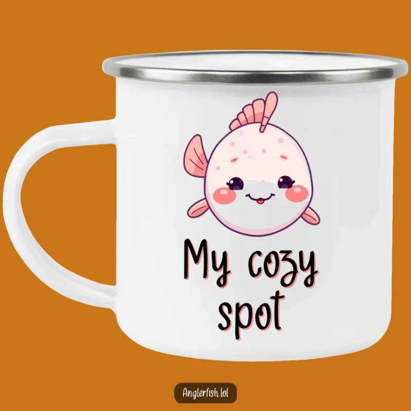 Funny Kawaii Anglerfish Camping Mug: Shy Explorer, Rugged Funny Gift