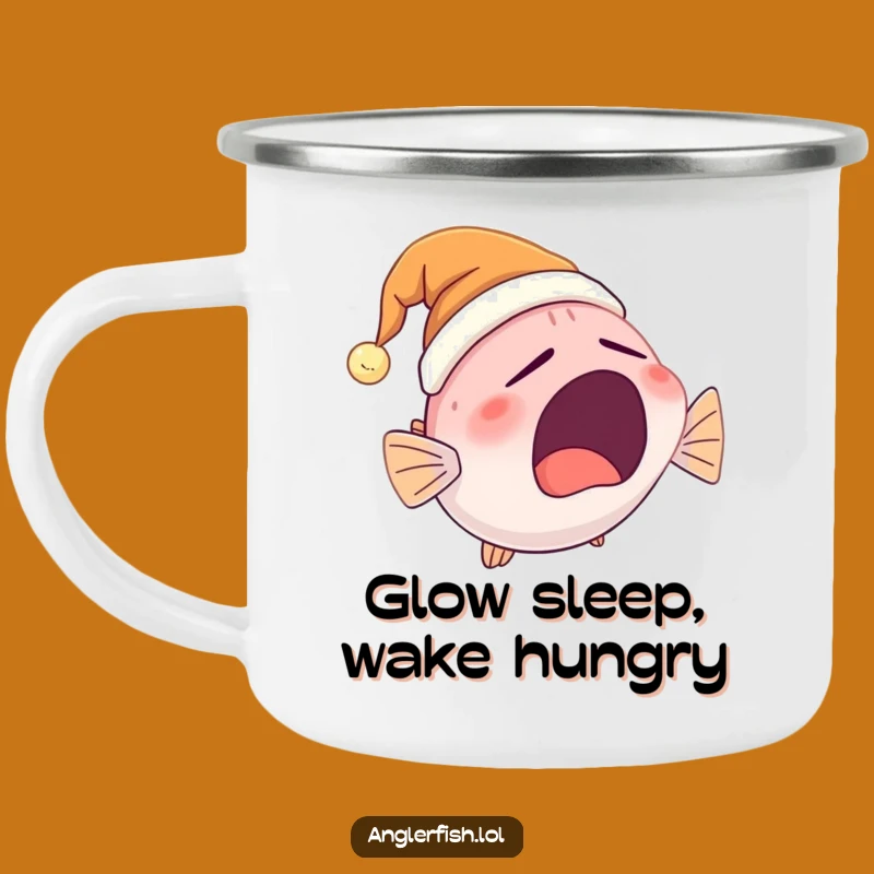 Funny Anglerfish Nightcap Camping Mug: Durable Yawning Design for Outdoor Fun