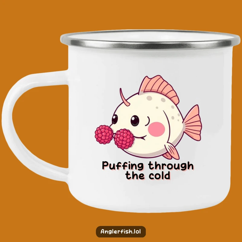 Funny Kawaii Anglerfish Raspberry Camping Mug, Outdoor Goofy Humor Gift