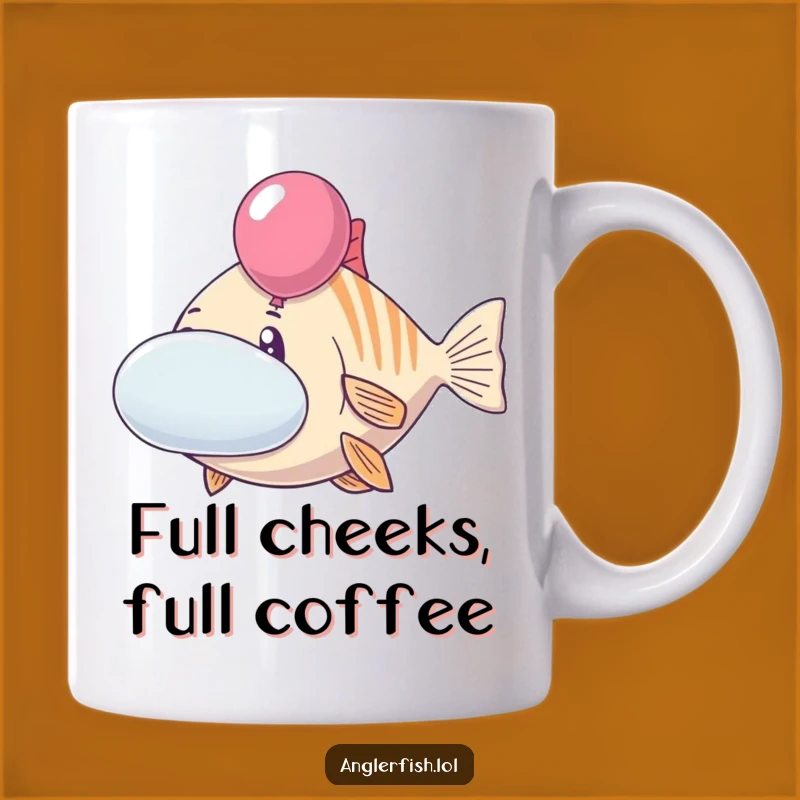 Funny Anglerfish Balloon Cheeks Mug: Cheerful & Puffy Design – Hilarious Funny Gift!