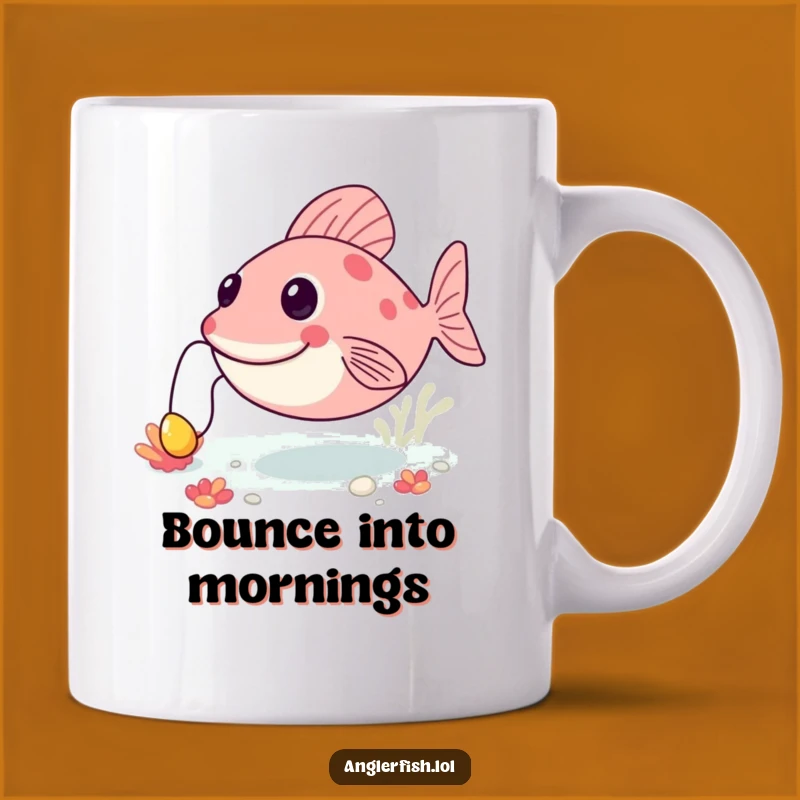 Funny Anglerfish Bouncing Mug: Happy Deep Sea Creature - Playful Funny Gift Idea