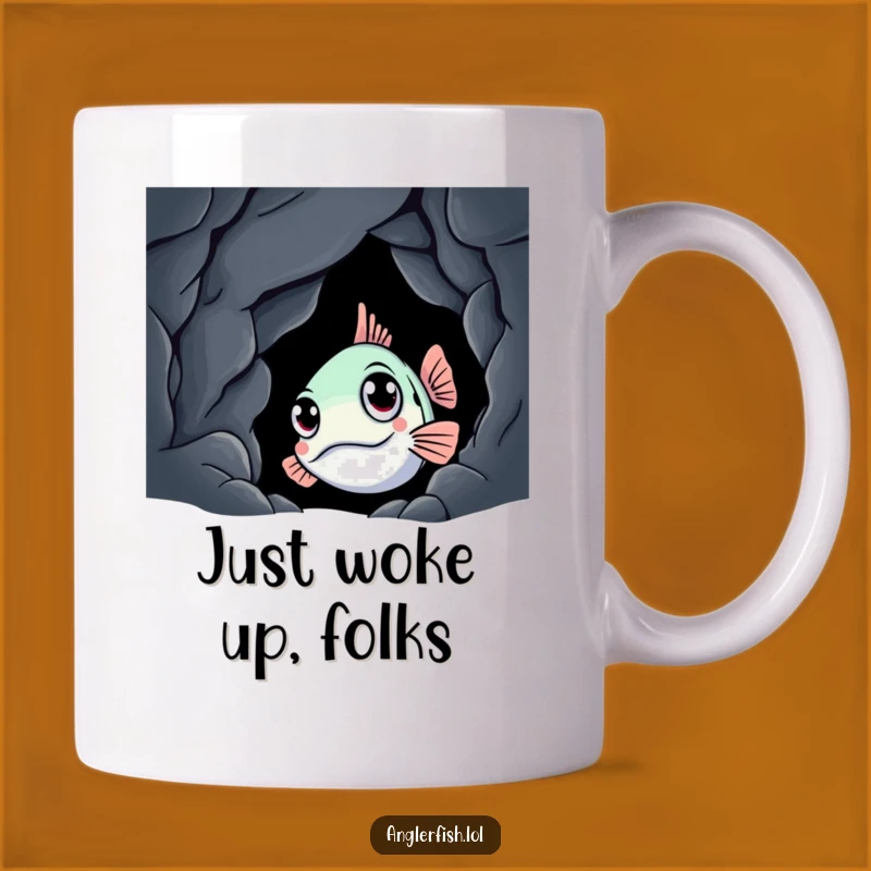 Funny Anglerfish Cave Peek Mug: A Curious Deep Sea Creature Gift for Humor Lovers