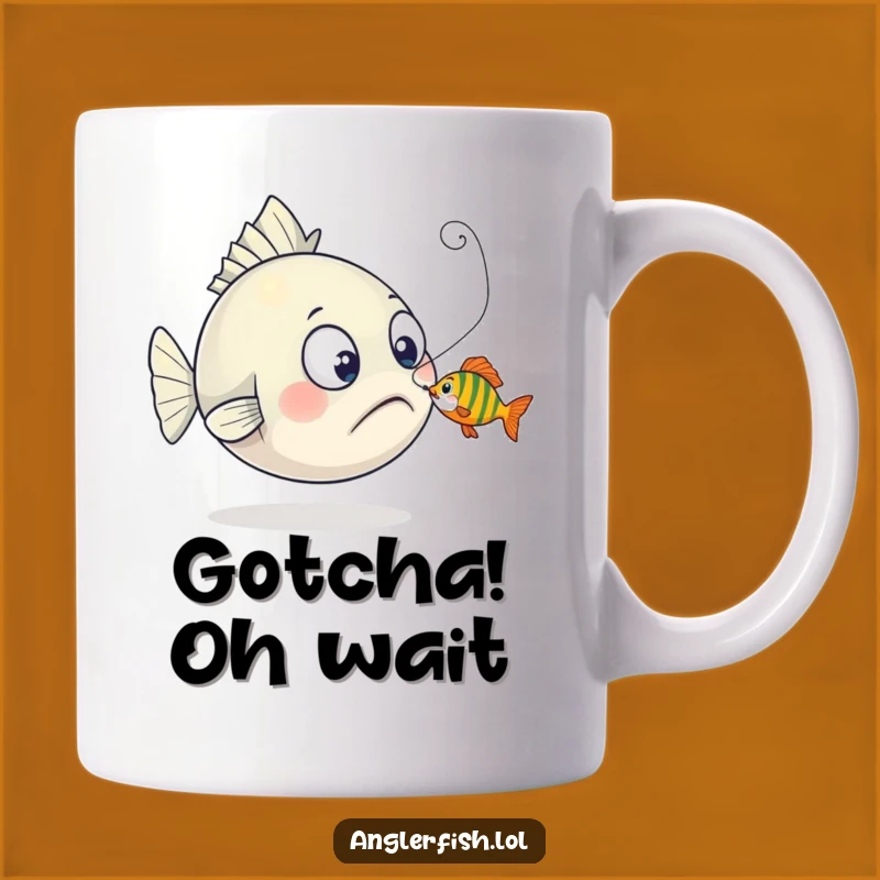 Funny Anglerfish Nibbled Lure Mug: Surprised Deep Sea Creature - Hilarious Funny Gift