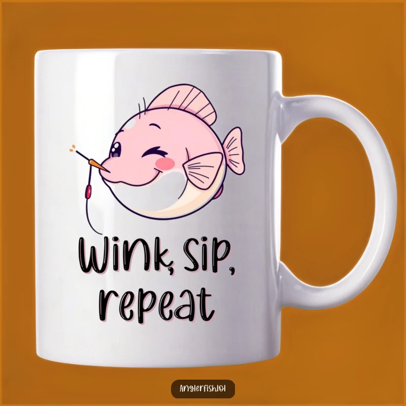 Funny Kawaii Anglerfish Mug: Cheeky Wink, Lure Spotlight, Humorous Funny Gift