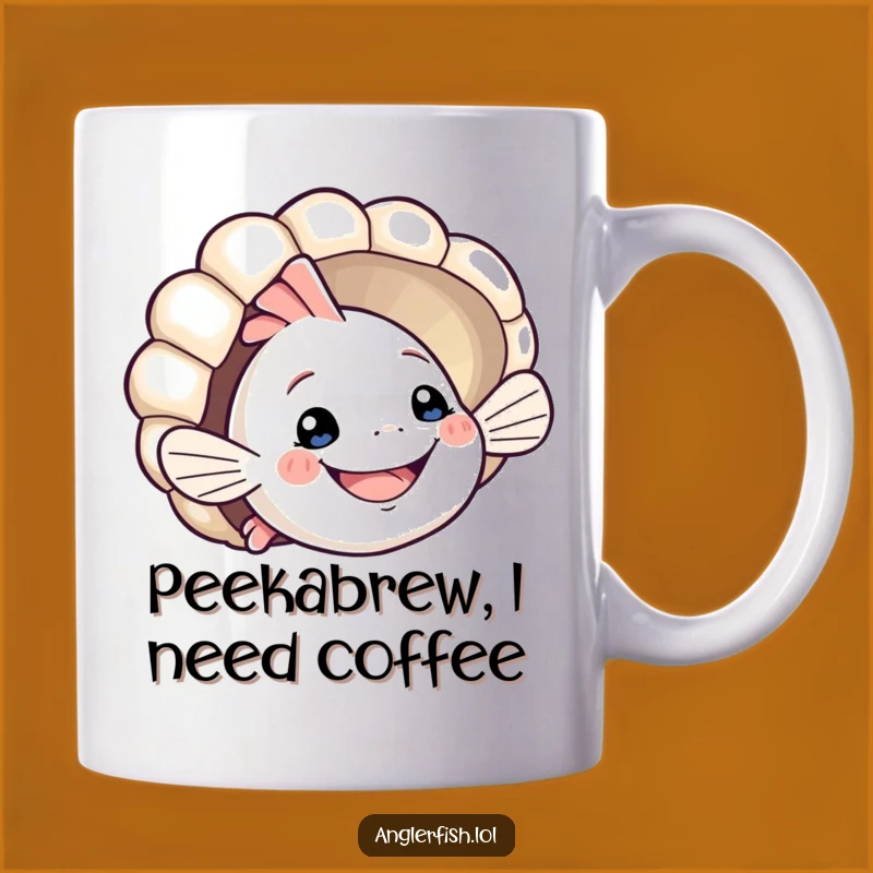 Funny Anglerfish Seashell Peek Mug: Playful Smile & Cute Design – Perfect Funny Gift!
