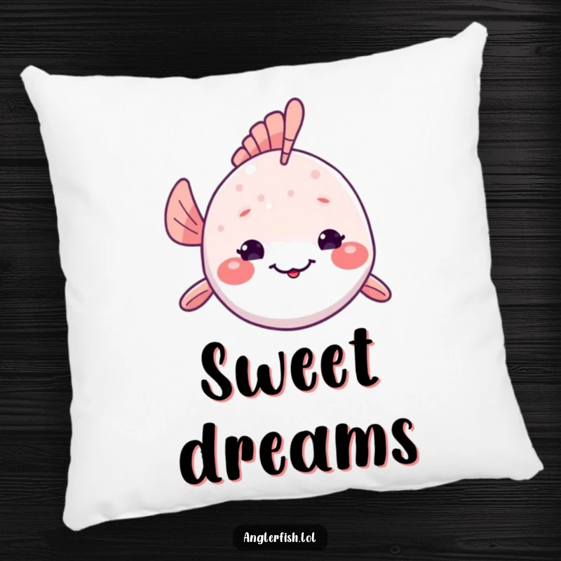 Funny Kawaii Anglerfish Pillow: Plush cushion featuring a cute anglerfish peeking from its home with a shy, sweet smile.
