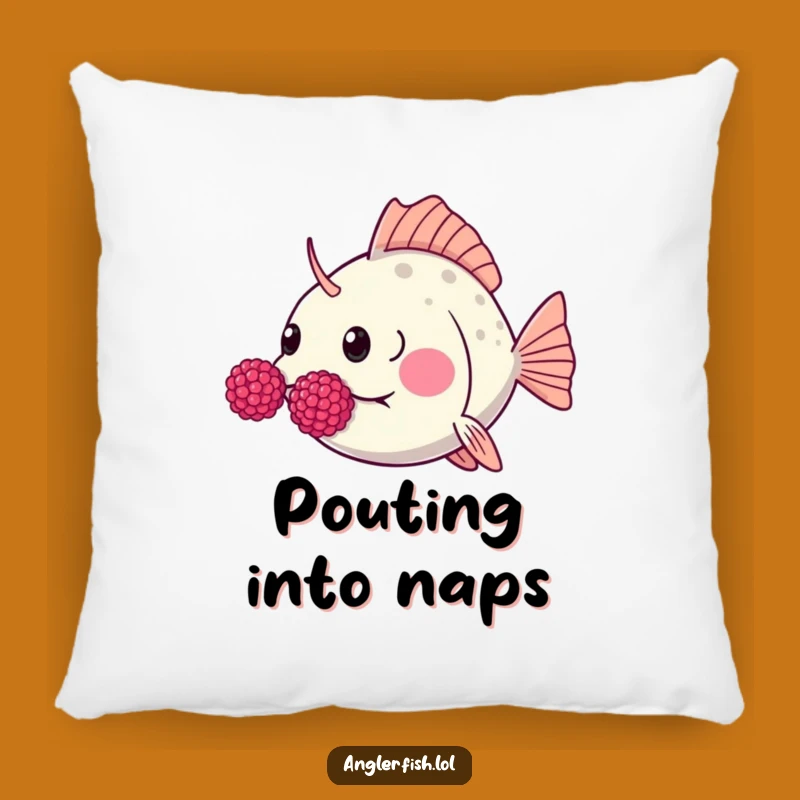 Funny Kawaii Anglerfish Raspberry Pillow, Cozy Goofy Expression Gift