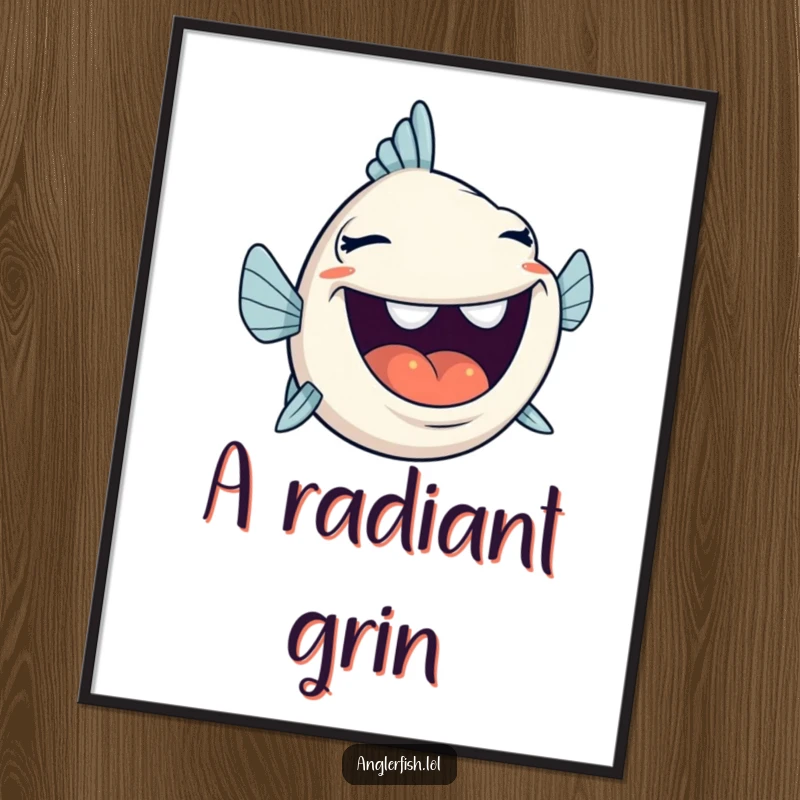 Funny anglerfish with its mouth wide open in laughter, as a digital art print, ideal for happy decor.