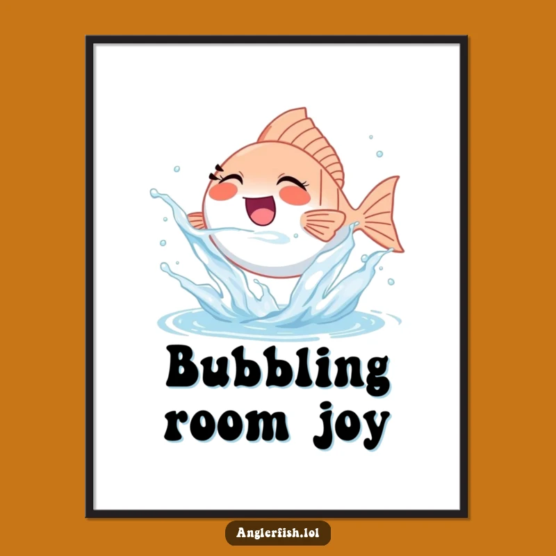 Funny Splashing Anglerfish Digital Art - Joyful Print, Instant Funny Gift