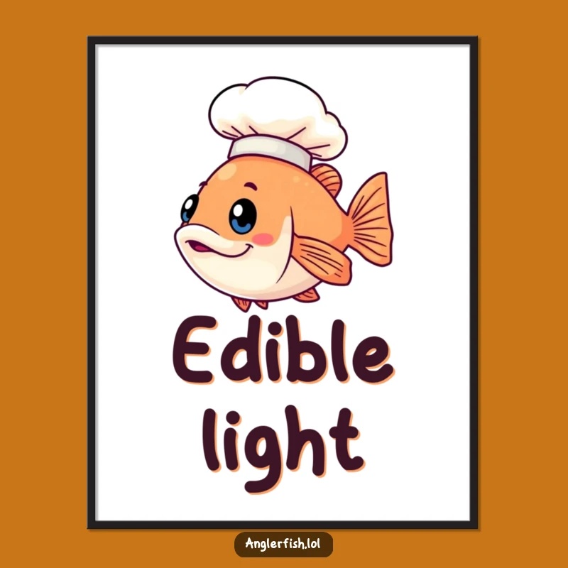 Funny Kawaii Anglerfish Chef Digital Print, Culinary Art, Humorous Gift