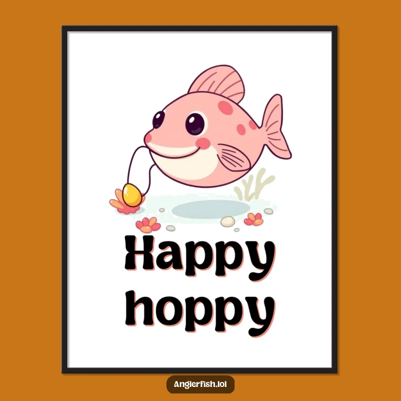 Funny Anglerfish Bouncing Digital Art Print: Happy Deep Sea Decor - Instant Funny Gift