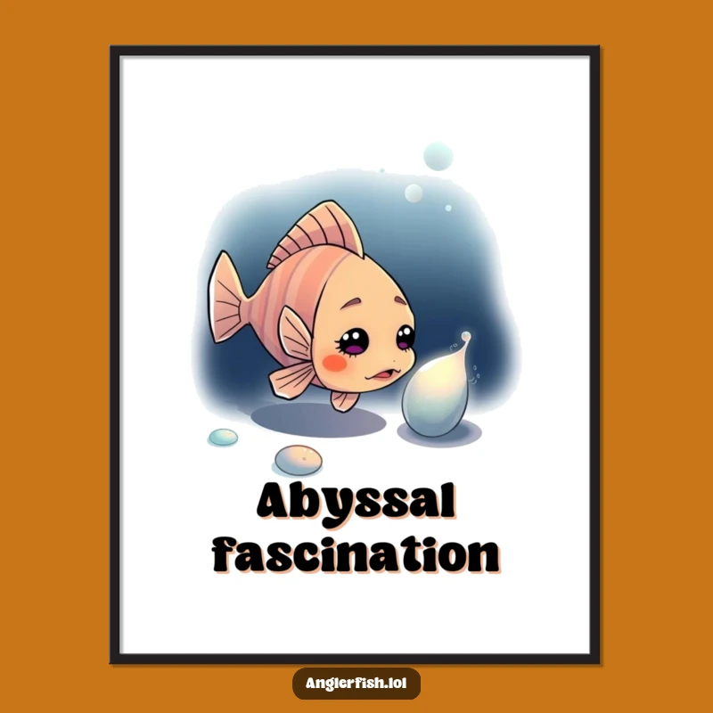 Funny Anglerfish Digital Art: Curious Deep Sea Mystery Print, Gift