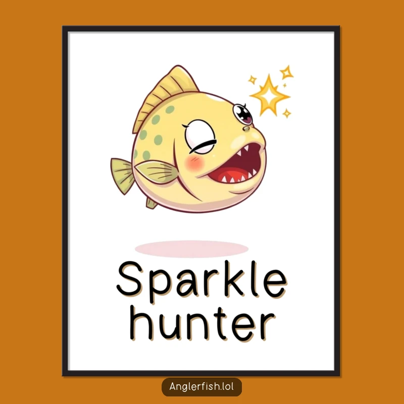 Funny Anglerfish Digital Art: Determined Hunter Print, Perfect Gift