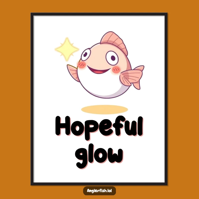 Funny Anglerfish Light Guide Digital Art Print: Smiling Deep Sea Decor - Instant Funny Gift