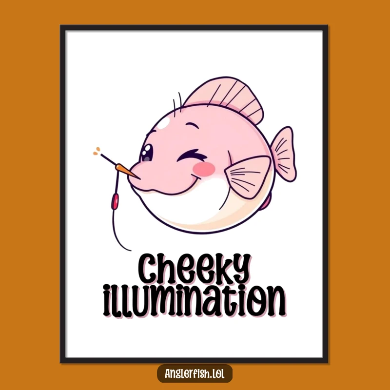 Funny Kawaii Anglerfish Digital Print: Cheeky Wink, Instant Humorous Art