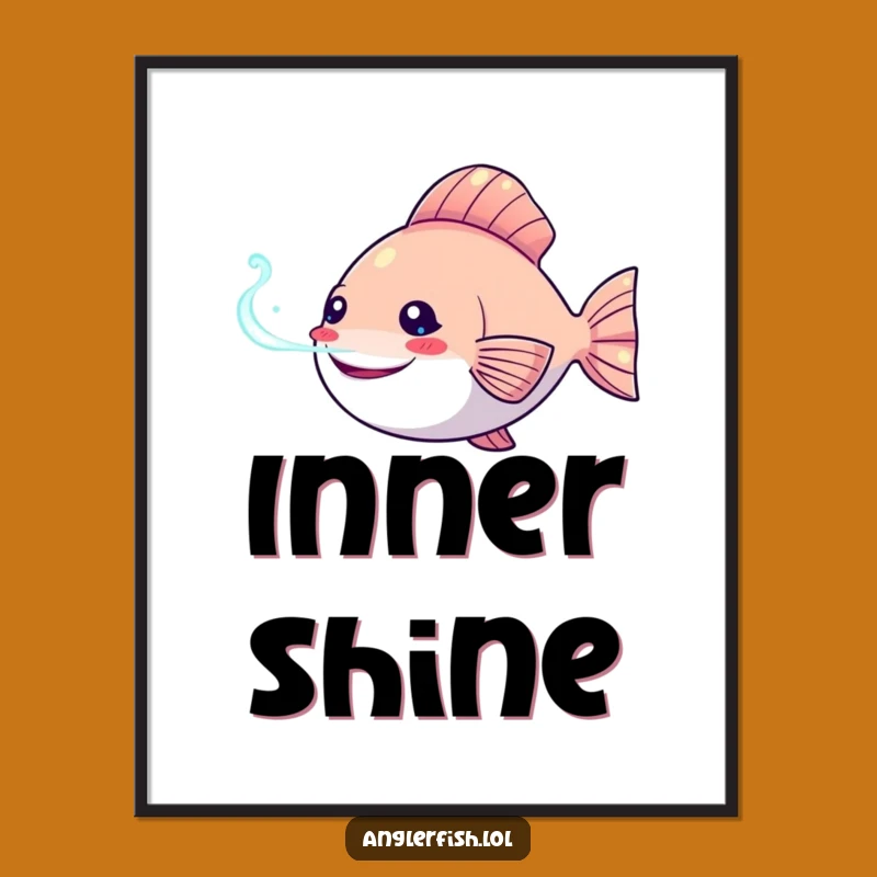 Funny Kawaii Anglerfish Digital Print, Glowing Lure Art, Humorous Gift