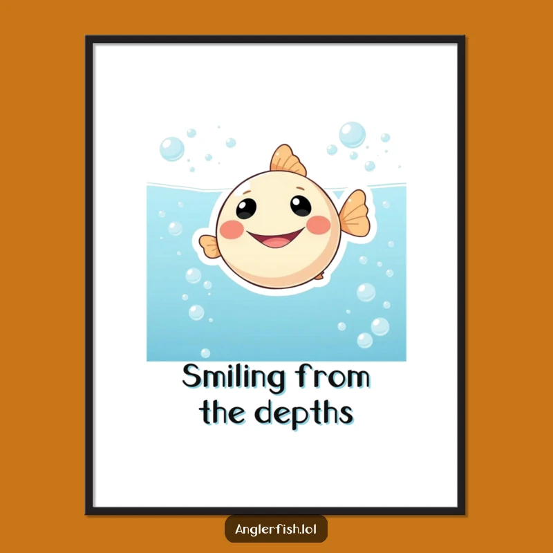 Funny Smiling Anglerfish Digital Art: Instant Cheerful Decor for a Bubbly Atmosphere