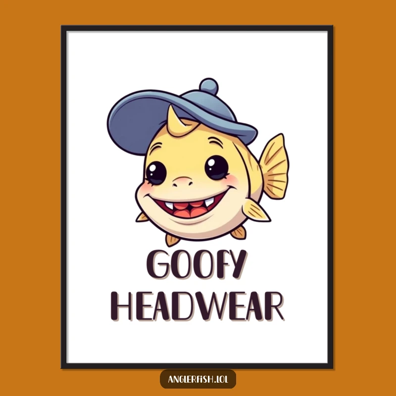 Funny Anglerfish Goofy Hat Digital Art Print: Silly Deep Sea Decor - Instant Funny Gift