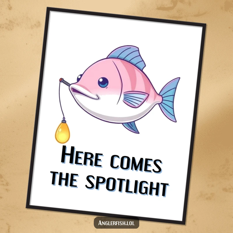 Funny Anglerfish Digital Art: A striking digital print of a playful anglerfish swinging its glowing lure, ideal for wall art.