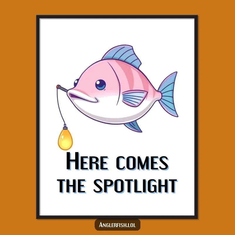 Funny Anglerfish Lure Digital Art: Playful Deep Sea Wall Decor Gift