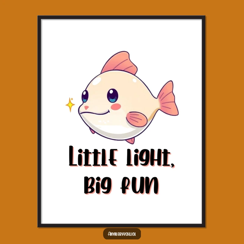 Funny Kawaii Anglerfish Digital Print: Chasing Spark, Instant Playful Art