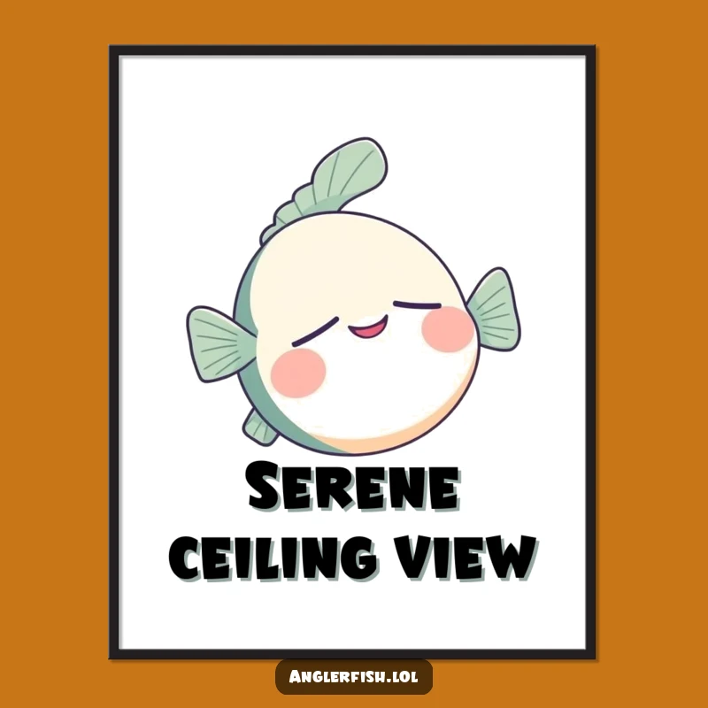 Funny Anglerfish Digital Art - Sleepy Smile Print, Instant Funny Gift