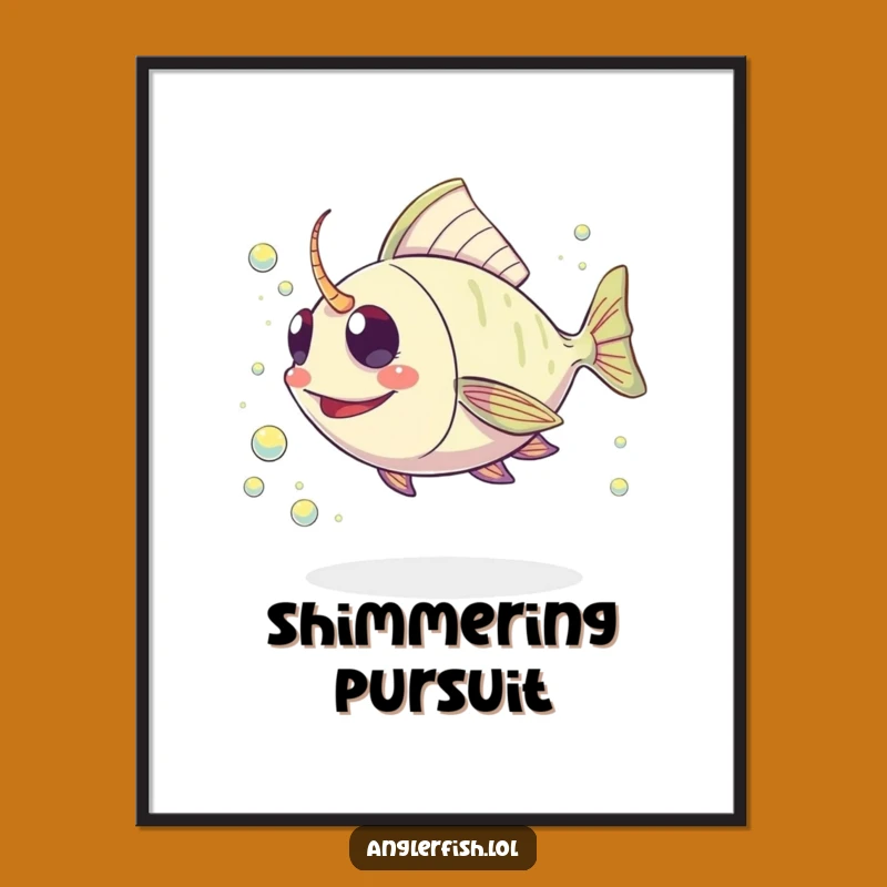 Funny Kawaii Anglerfish Digital Print: Joyful Plankton Chase, Instant Funny Gift