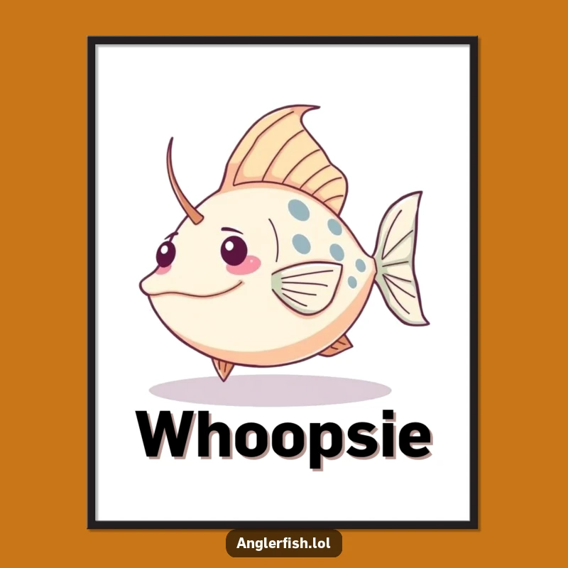 Funny Kawaii Anglerfish Tripping Digital Print, Tail Fail Art, Humorous Gift