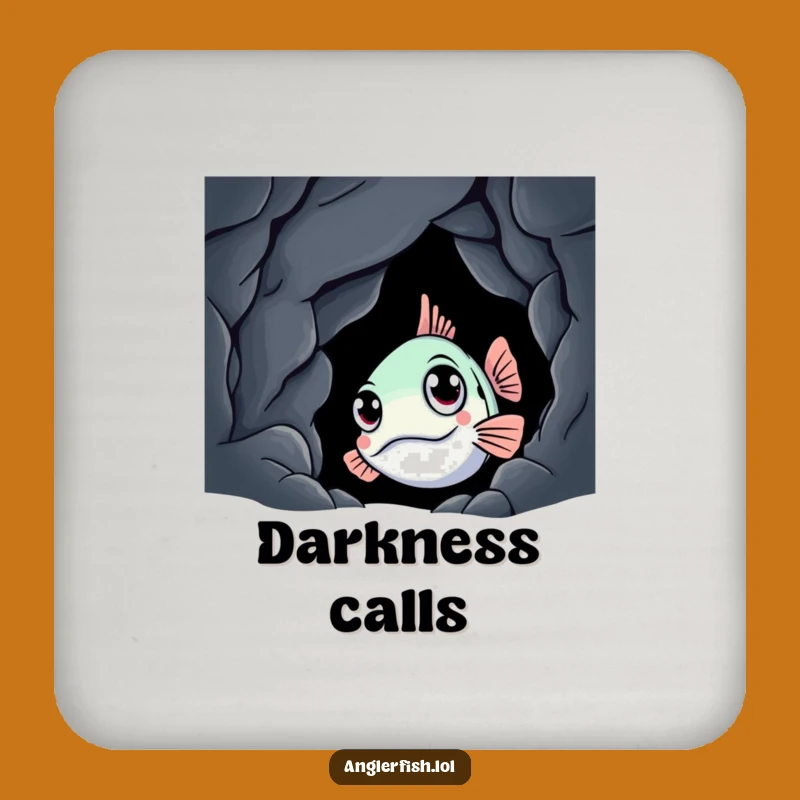 Funny Anglerfish Cave Peek Drink Coaster: Deep Sea Creature Protection - Unique Funny Gift