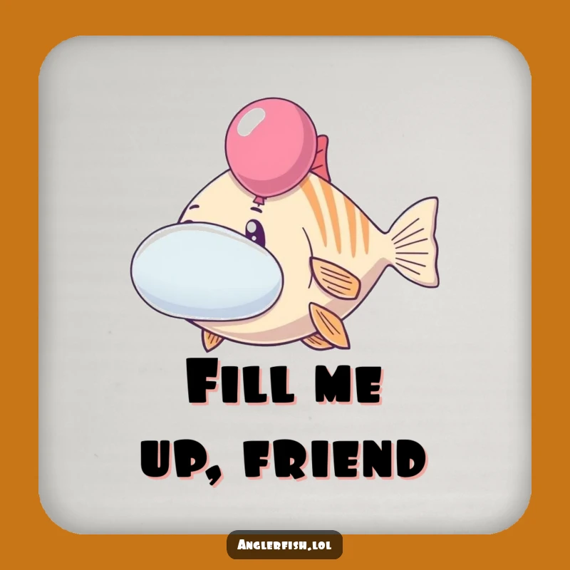 Funny Anglerfish Coaster: Cheerful Balloon Cheeks – Protect & Amuse Funny Gift