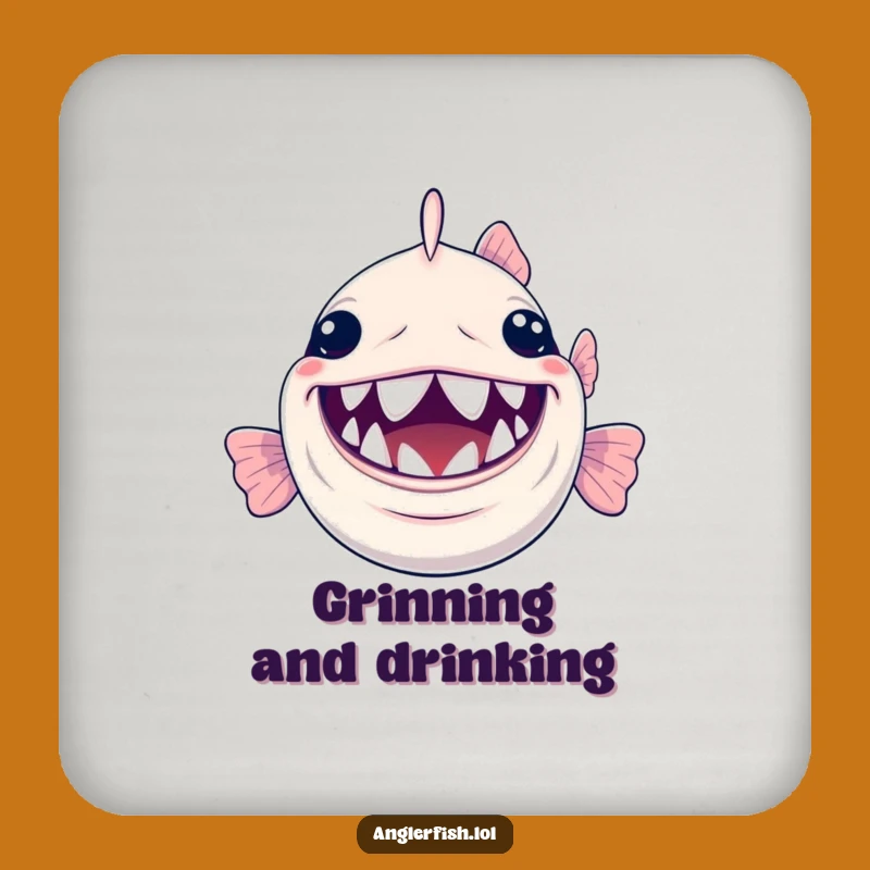 Funny Anglerfish Grin Coaster: Tiny Teeth Table Protector Gift
