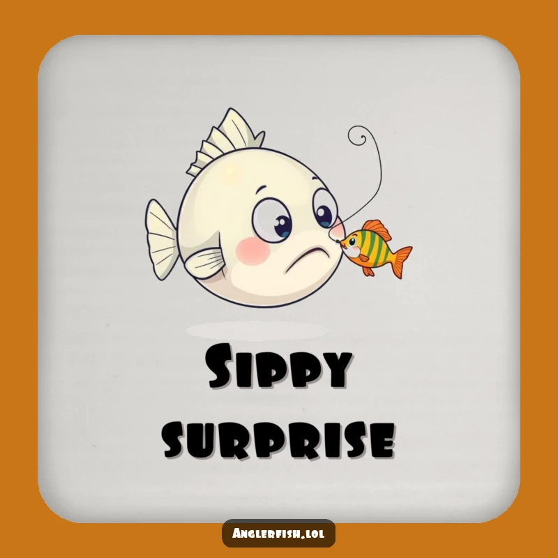 Funny Anglerfish Nibbled Lure Drink Coaster: Surprised Deep Sea Protection - Whimsical Funny Gift