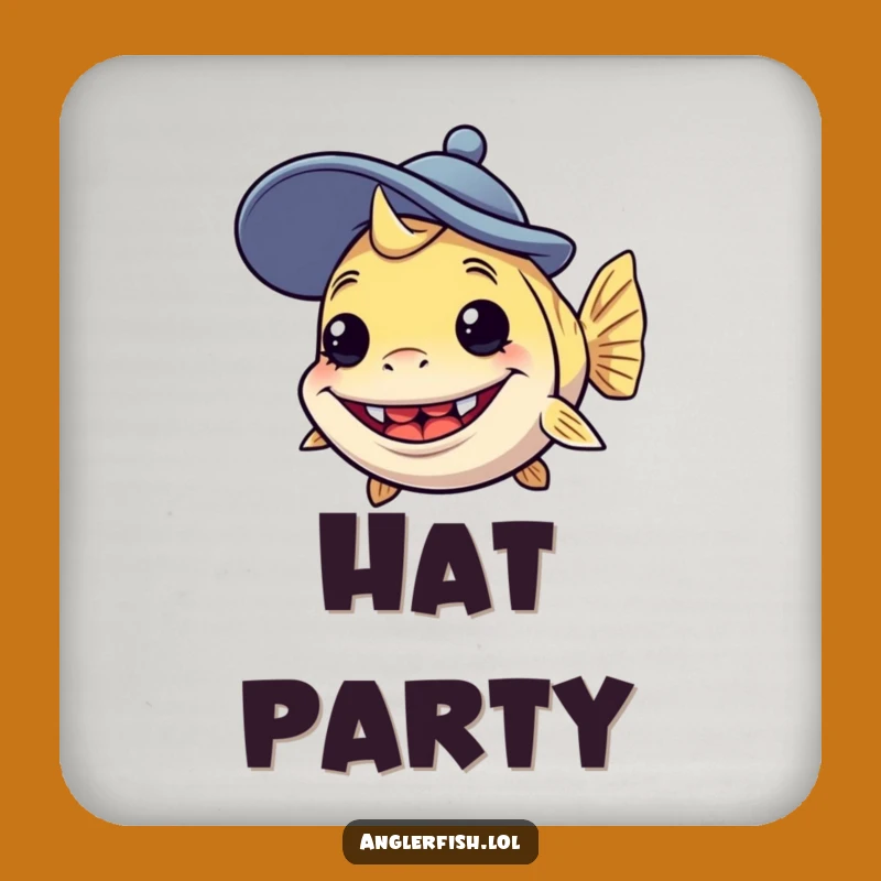 Funny Anglerfish Goofy Hat Drink Coaster: Silly Deep Sea Protection - Whimsical Funny Gift