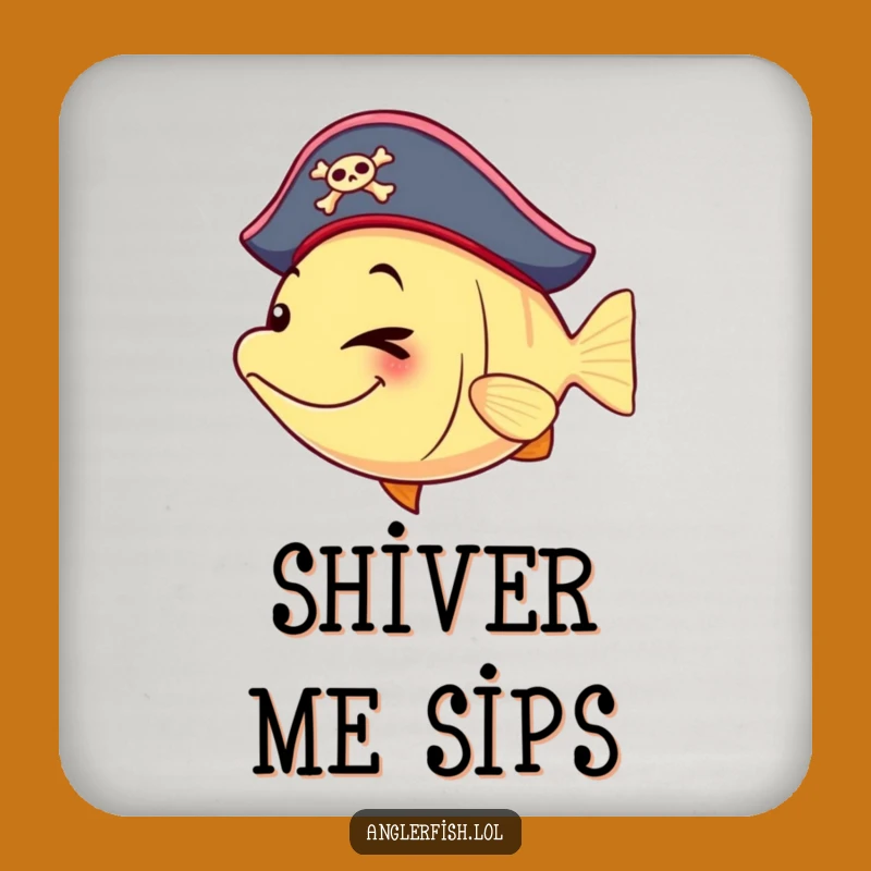 Funny Pirate Anglerfish Drink Coaster - Winking Protection, Unique Funny Gift