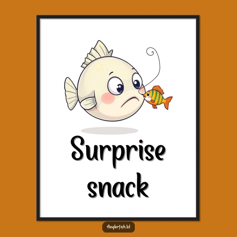 Funny Anglerfish Nibbled Lure Poster: Surprised Deep Sea Art - Unique Funny Gift