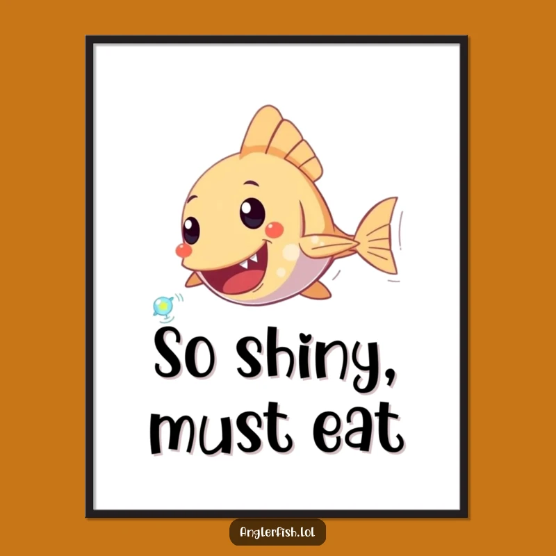 Funny Anglerfish Plankton Chase Poster: Exciting Underwater Art for Walls