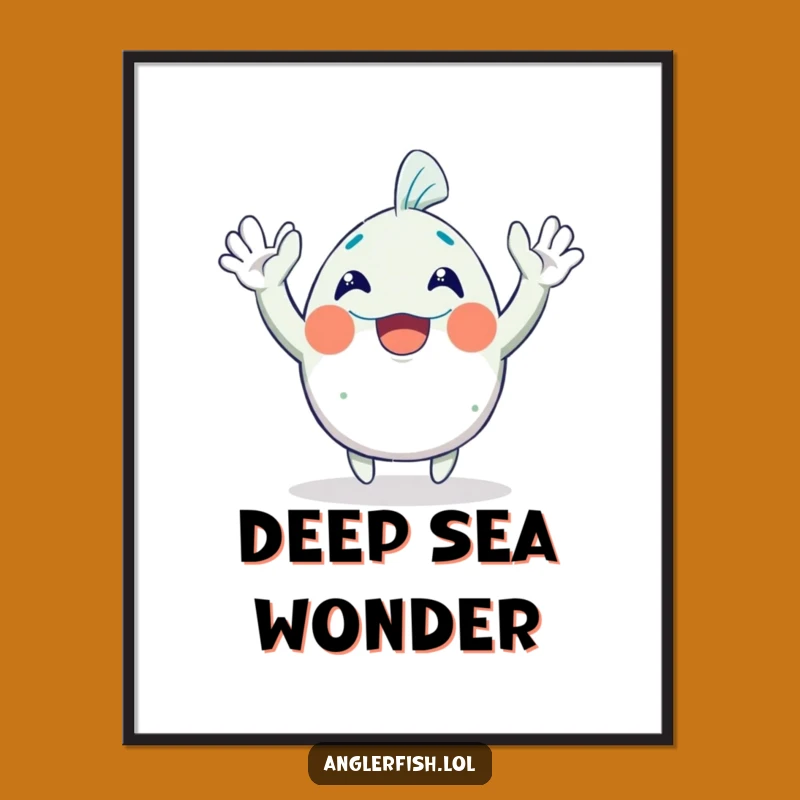 Funny Anglerfish Waving Poster: Hilarious Wall Art for a Cheerful, Quirky Gift!