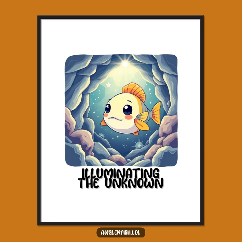 Funny Curious Anglerfish Poster: Humorous Deep Sea Mystery Art for Your Walls