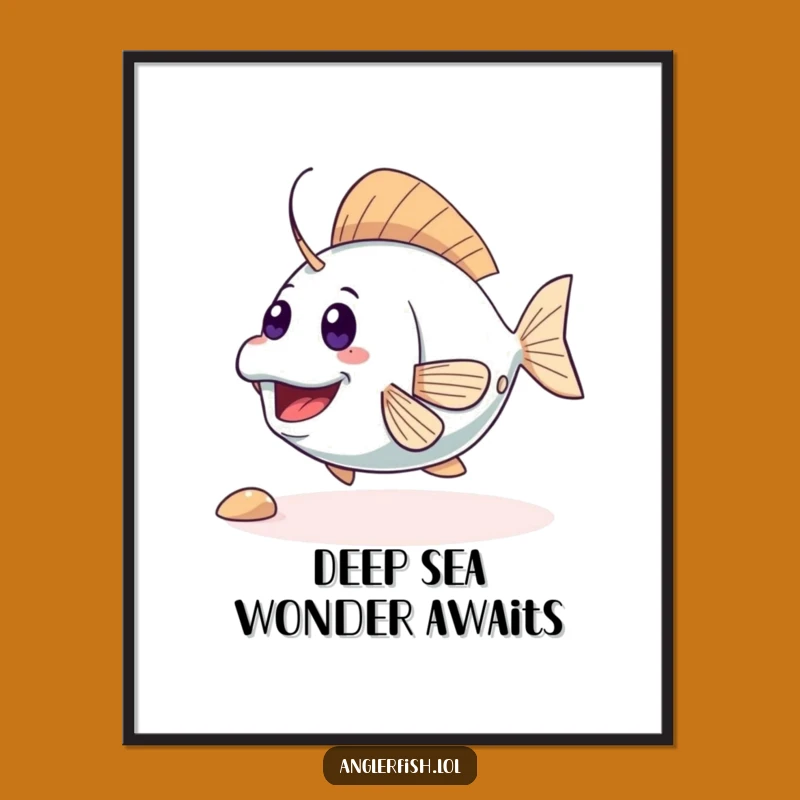 Funny Cute Anglerfish Poster: Exciting Tail Wiggle Art – Hilarious Wall Decor Funny Gift